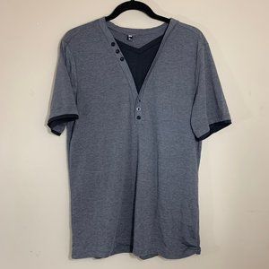 Men's Fashionable Casual Clothing Short Sleeve Look Double T-Shirt Asian Size2XL